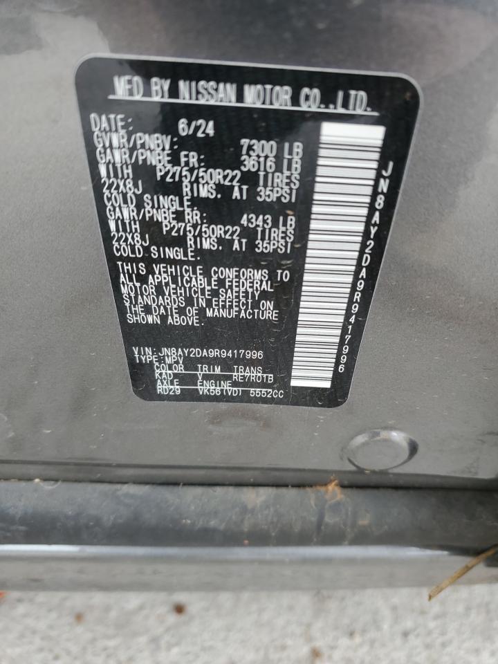 2024 NISSAN ARMADA PLATINUM VIN:JN8AY2DA9R9417996