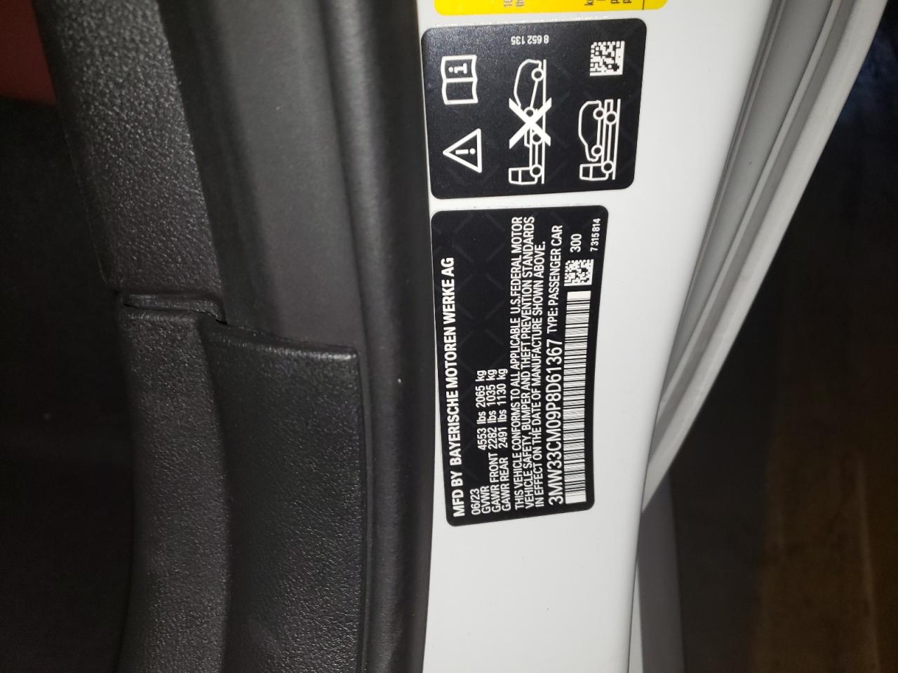 2023 BMW 230XI VIN:3MW33CM09P8D61367