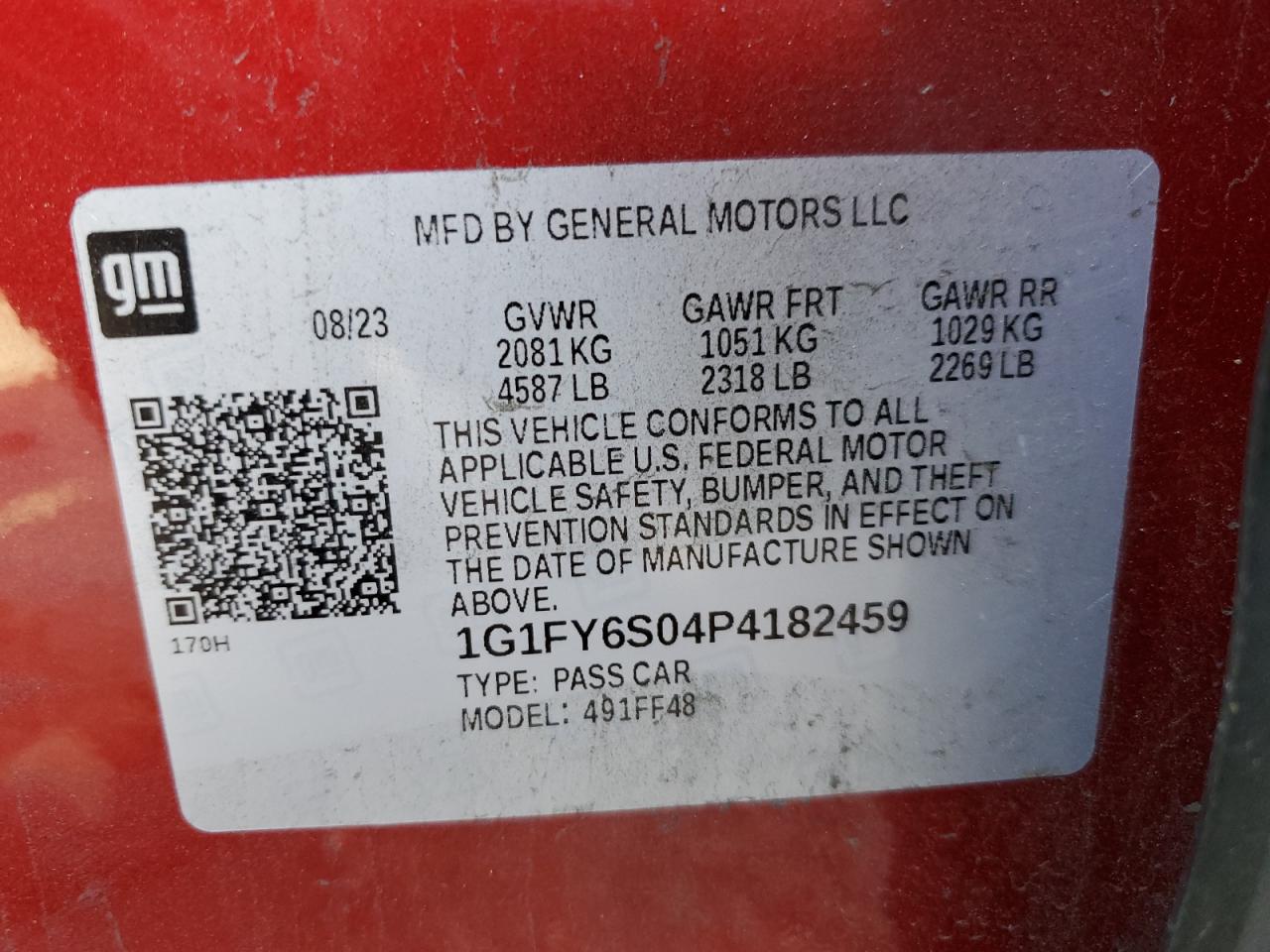 2023 CHEVROLET BOLT EUV LT VIN:1G1FY6S04P4182459
