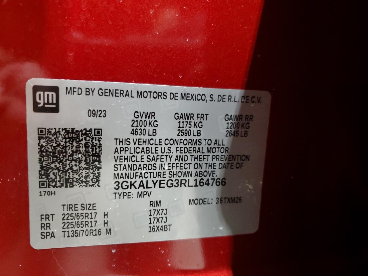 2024 GMC TERRAIN AT4 VIN:3GKALYEG3RL164766