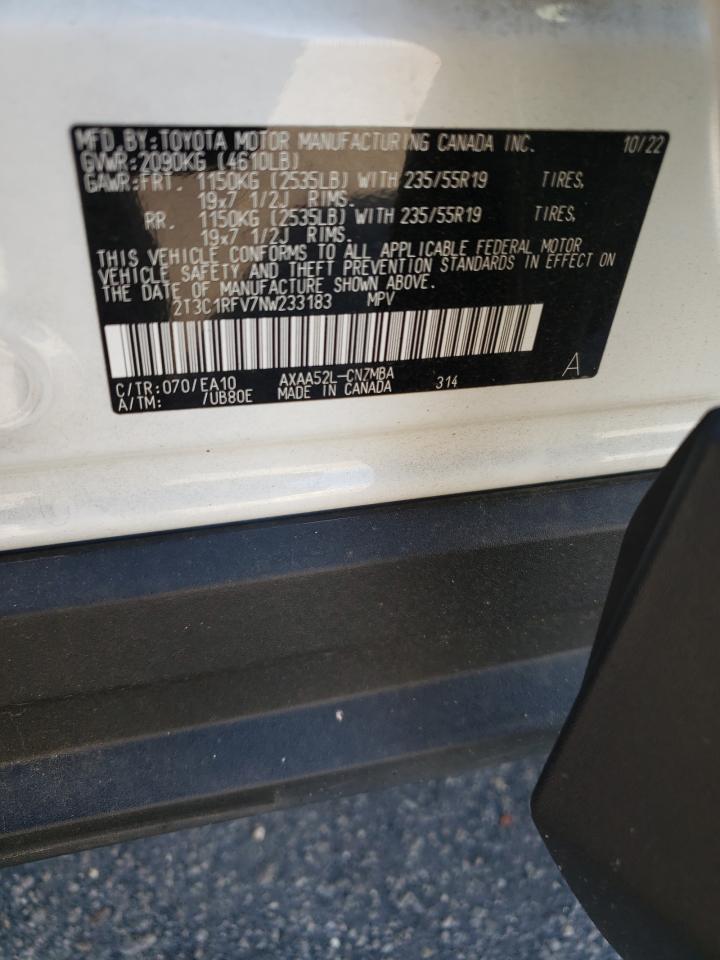 2022 TOYOTA RAV4 XLE PREMIUM VIN:2T3C1RFV7NW233183