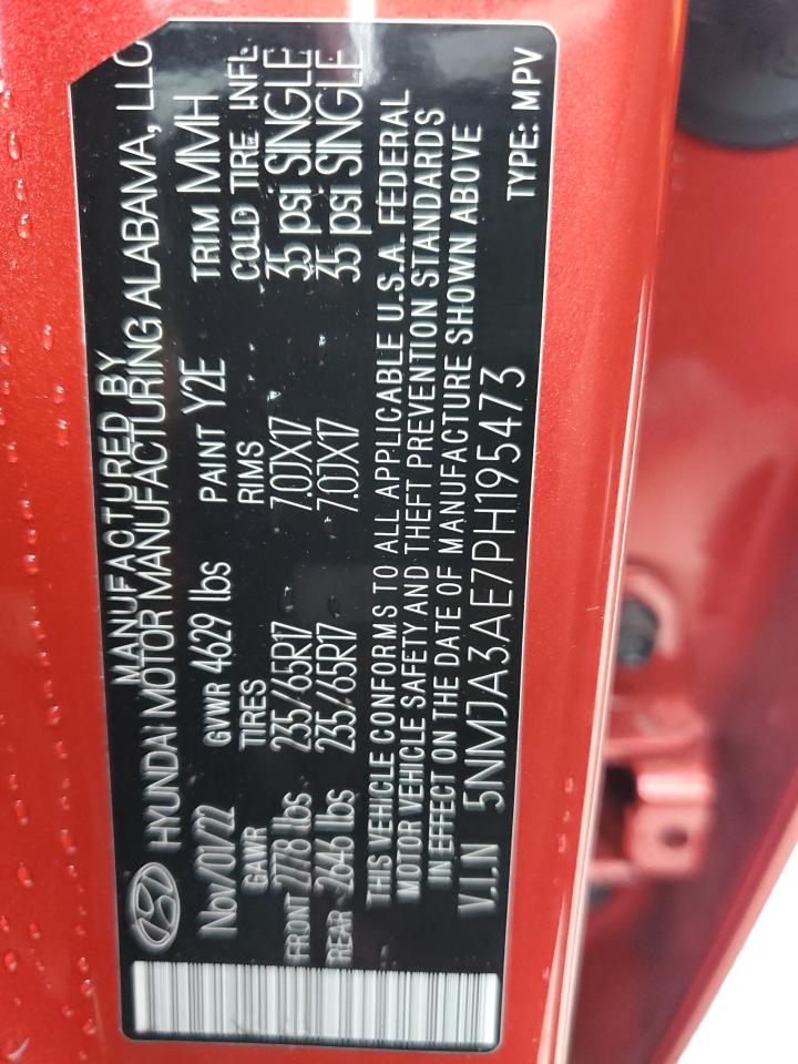 2023 HYUNDAI TUCSON SE VIN:5NMJA3AE7PH195473