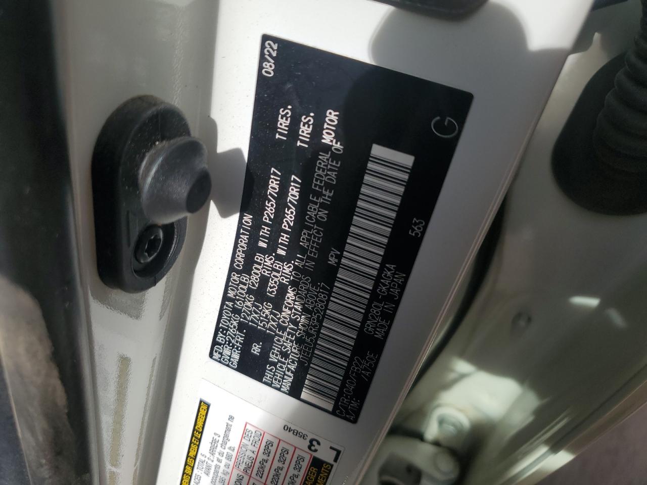 2023 TOYOTA 4RUNNER SR5 VIN:JTEEU5JR3P5280817