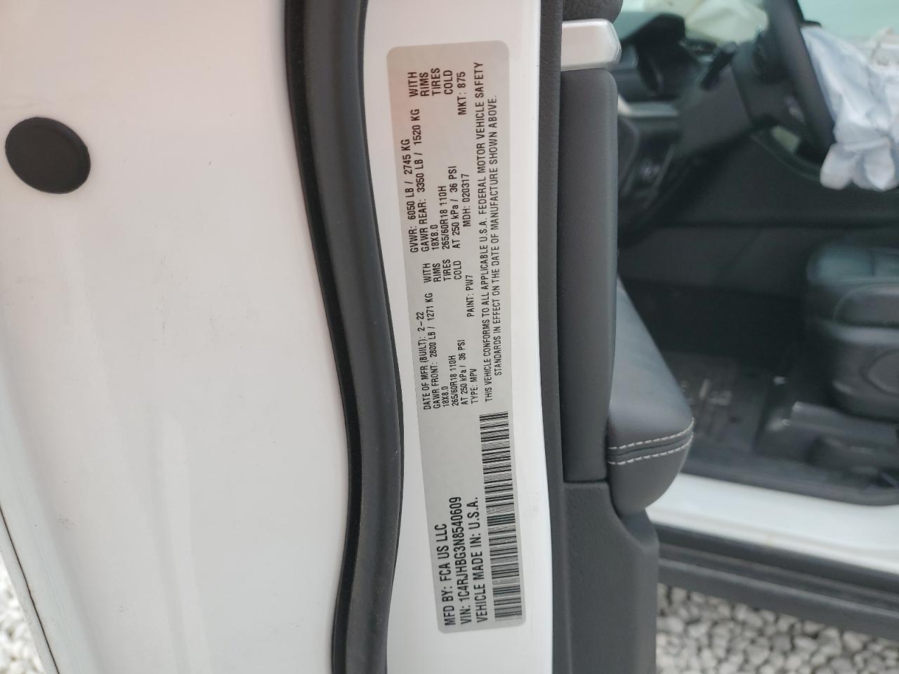 2022 JEEP GRAND CHEROKEE LIMITED VIN:1C4RJHBG3N8540609