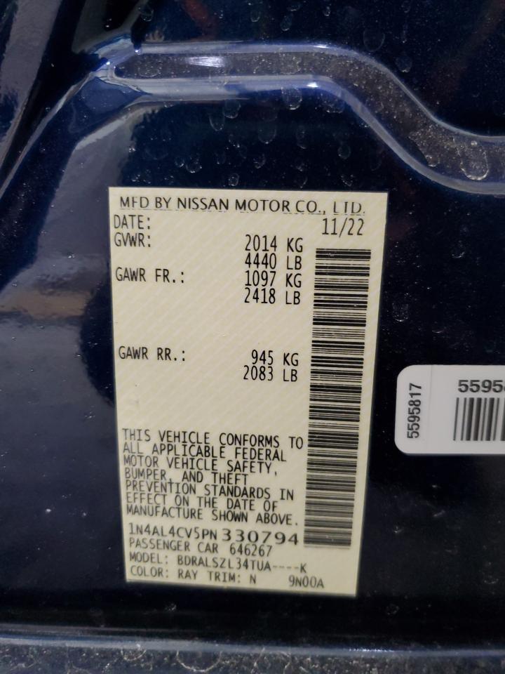 2023 NISSAN ALTIMA SR VIN:1N4AL4CV5PN330794