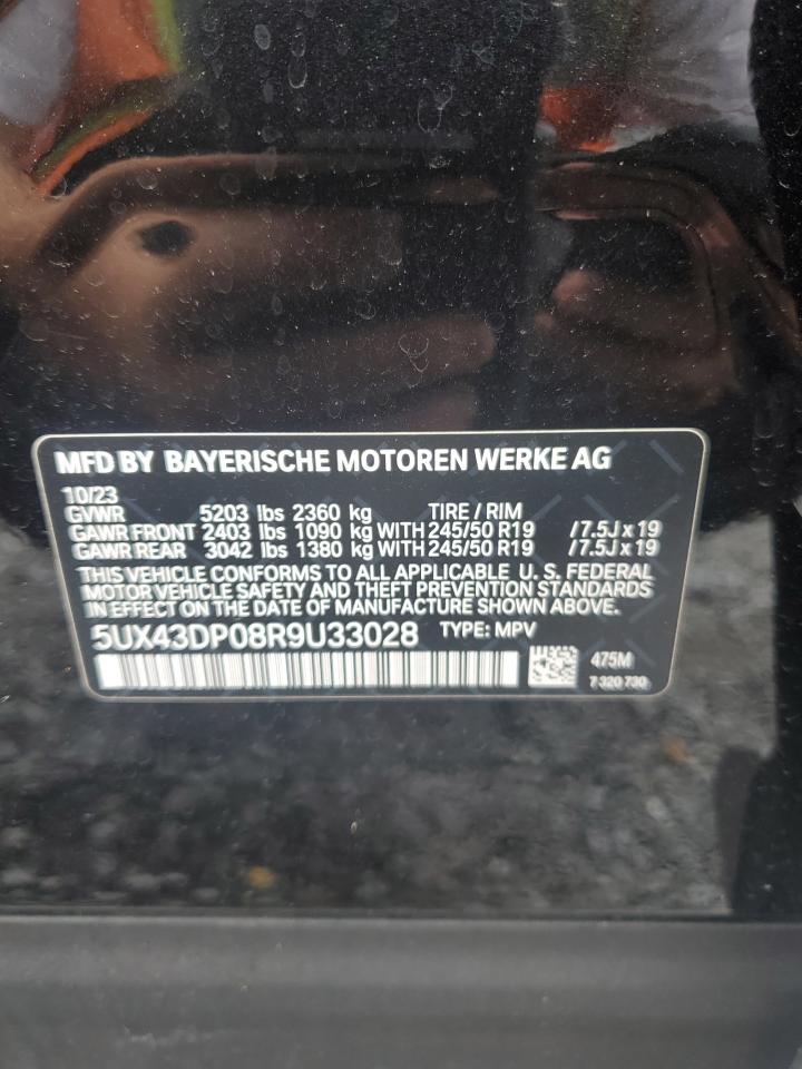 2024 BMW X3 SDRIVE30I VIN:5UX43DP08R9U33028