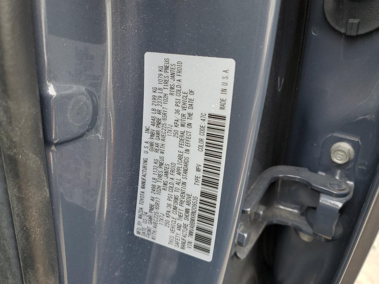 2024 MAZDA CX-50 PREFERRED VIN:7MMVABBMXRN209535