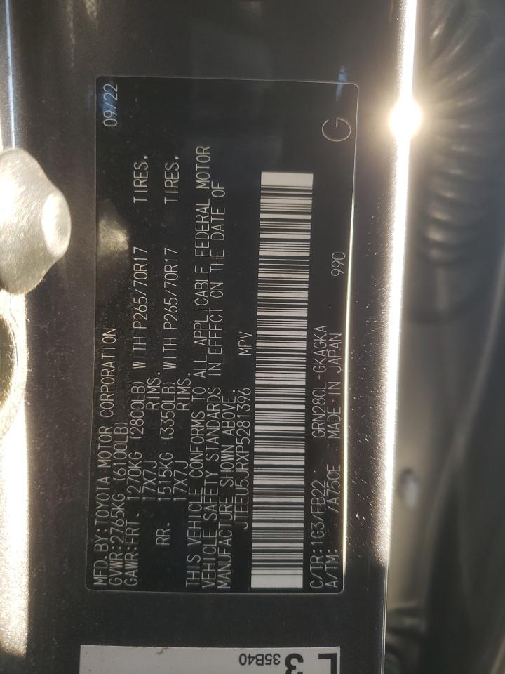 2023 TOYOTA 4RUNNER SR5 VIN:JTEEU5JRXP5281396