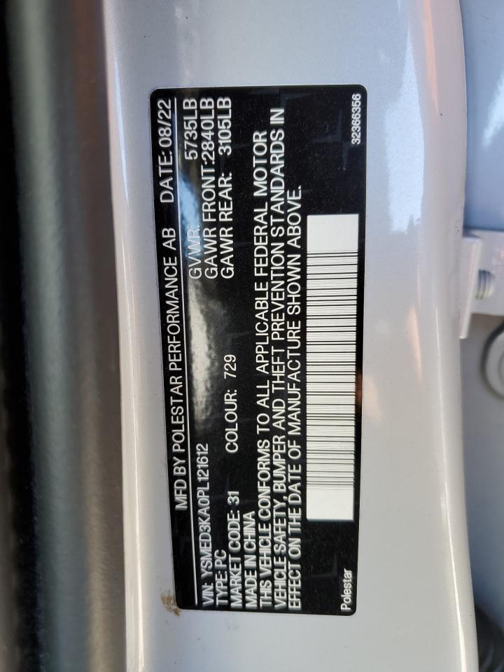 2023 POLESTAR 2 VIN:YSMED3KA0PL121612