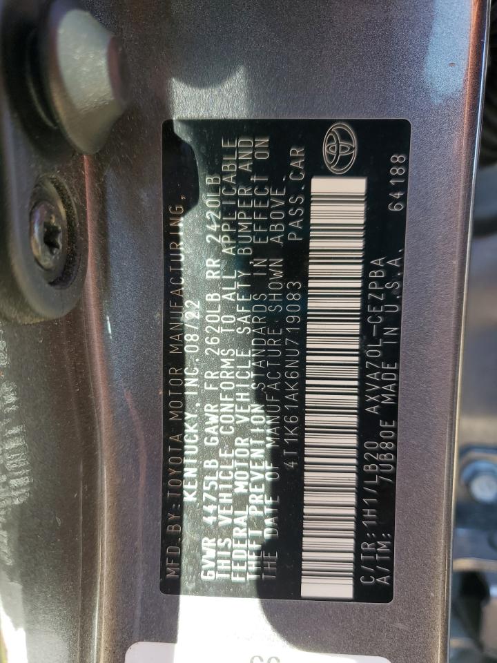 2022 TOYOTA CAMRY XSE VIN:4T1K61AK6NU719083