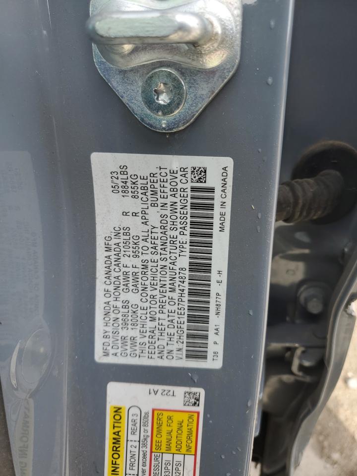 2023 HONDA CIVIC SI VIN:2HGFE1E57PH474878
