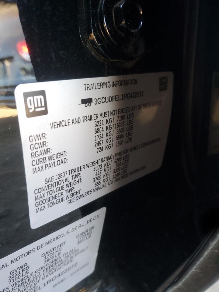 2024 CHEVROLET SILVERADO K1500 LT TRAIL BOSS VIN:3GCUDFEL1RG422072