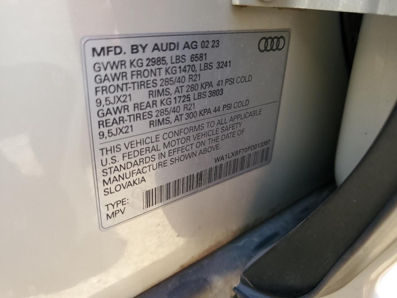 2023 AUDI Q7 PREMIUM PLUS VIN:WA1LXBF70PD013367