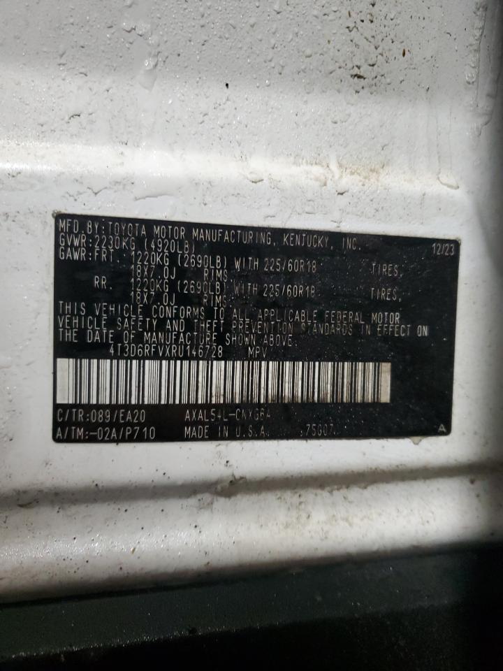 2024 TOYOTA RAV4 LIMITED VIN:4T3D6RFVXRU146728