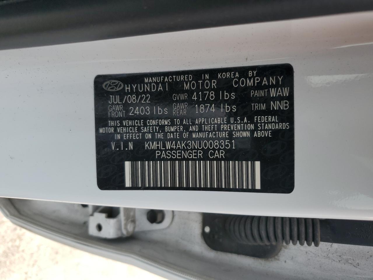 2022 HYUNDAI ELANTRA N VIN:KMHLW4AK3NU008351