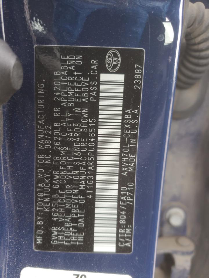 2023 TOYOTA CAMRY SE NIGHT SHADE VIN:4T1G31AK5PU046515