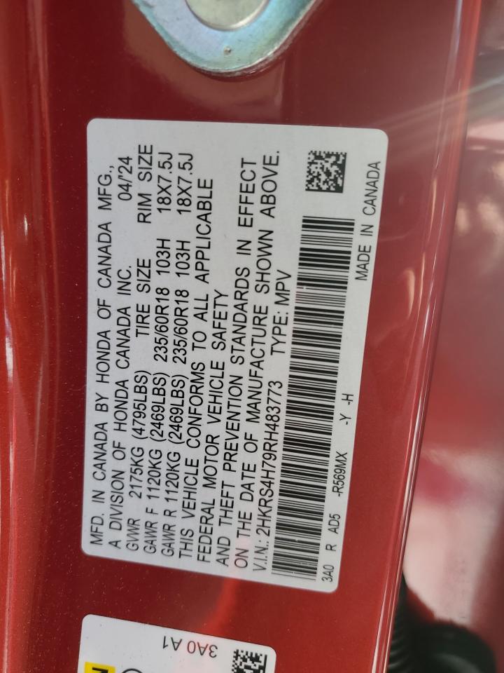 2024 HONDA CR-V EXL VIN:2HKRS4H79RH483773