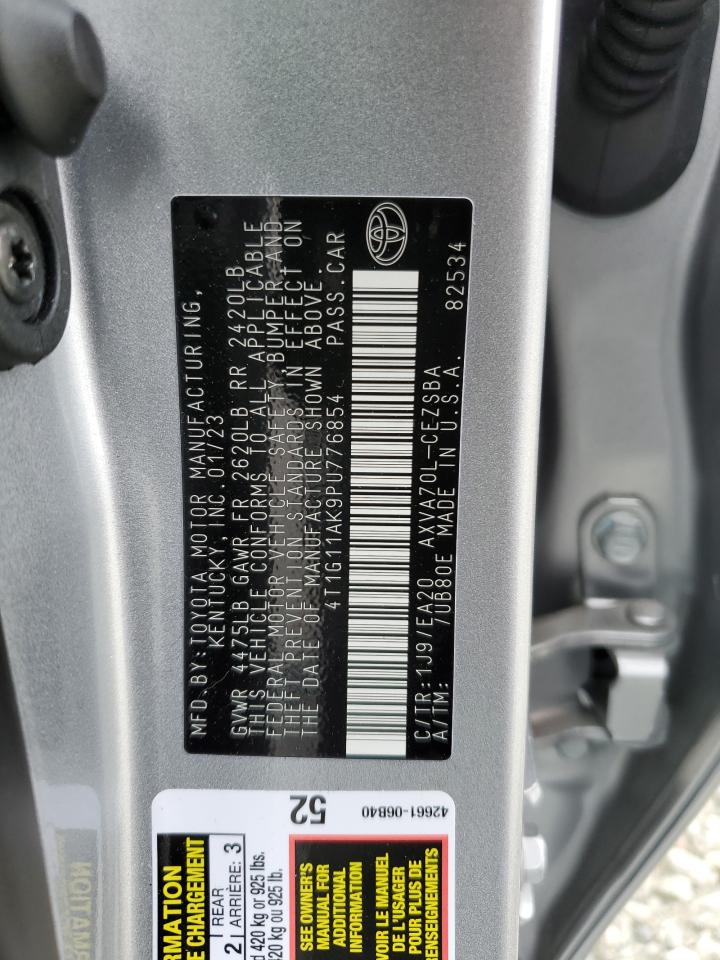 2023 TOYOTA CAMRY SE NIGHT SHADE VIN:4T1G11AK9PU776854