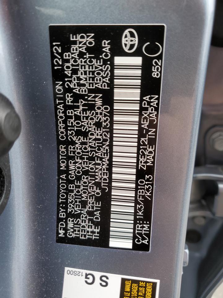 2022 TOYOTA COROLLA LE VIN:JTDEPMAE5NJ213370