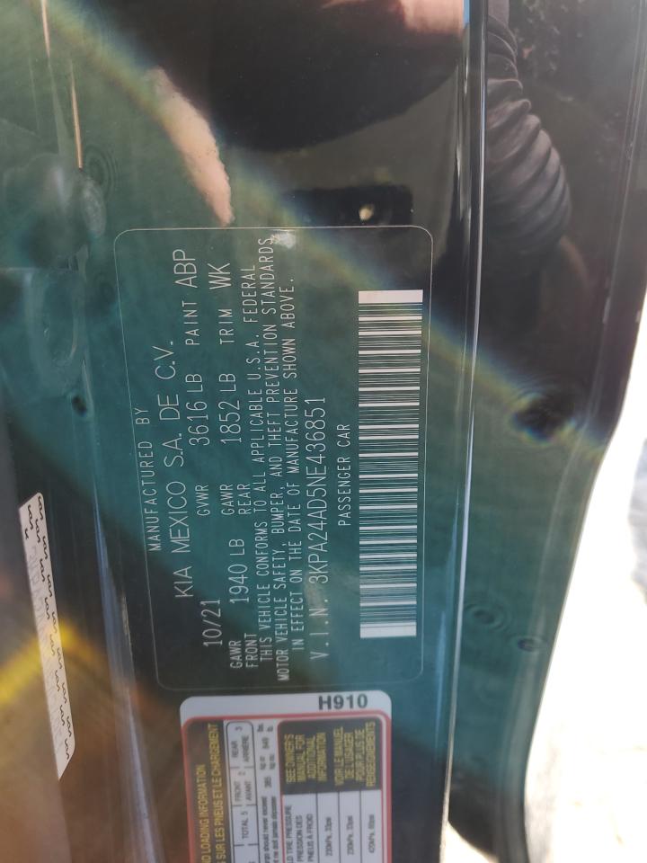 2022 KIA RIO LX VIN:3KPA24AD5NE436851