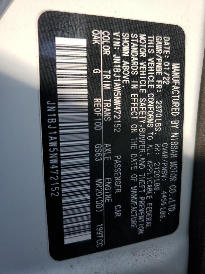 2022 NISSAN ROGUE SPORT S VIN:JN1BJ1AW5NW472152