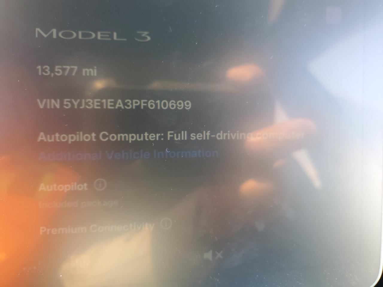 2023 TESLA MODEL 3 VIN:5YJ3E1EA3PF610699
