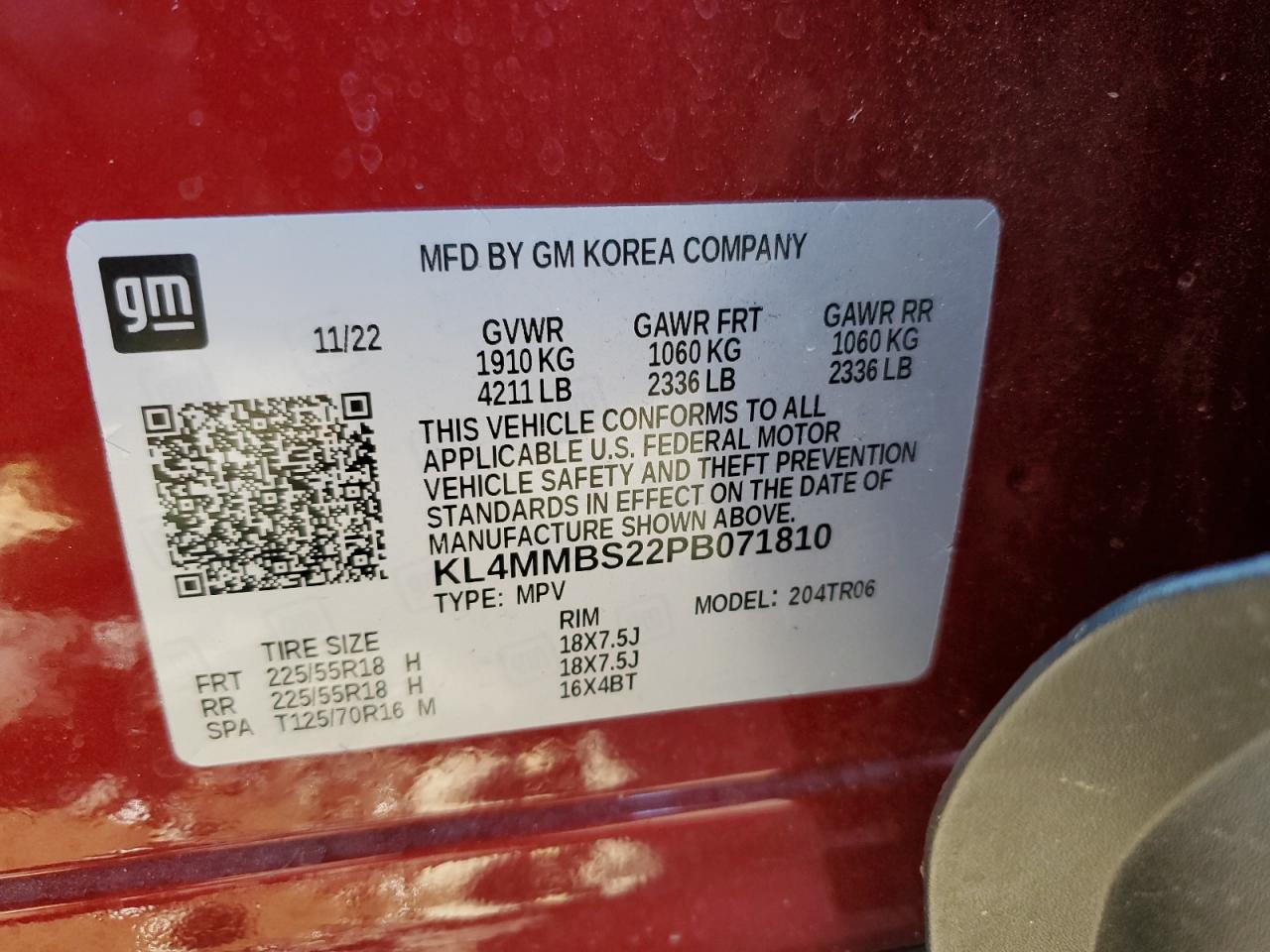 2023 BUICK ENCORE GX PREFERRED VIN:KL4MMBS22PB071810