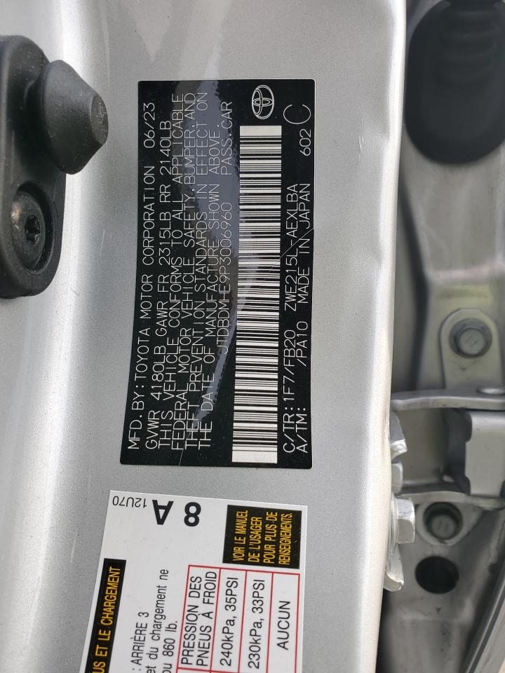 2023 TOYOTA COROLLA LE VIN:JTDBDMHE9P3006960