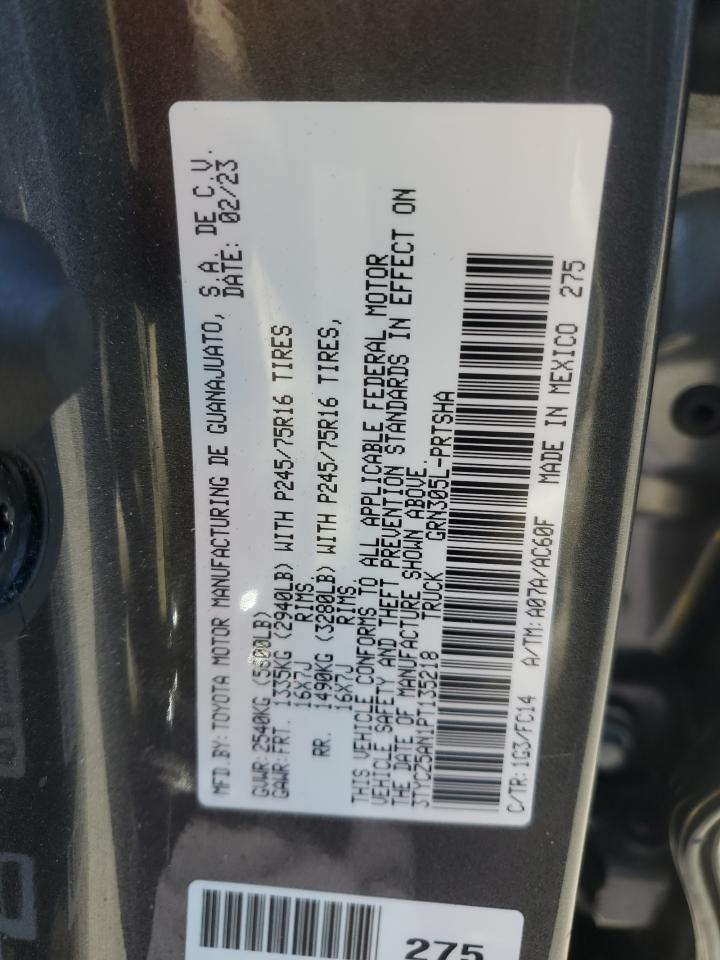 2023 TOYOTA TACOMA DOUBLE CAB VIN:3TYCZ5AN1PT135218