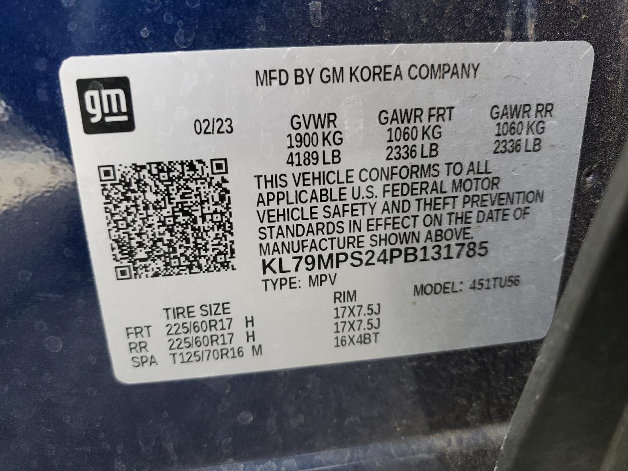 2023 CHEVROLET TRAILBLAZER LT VIN:KL79MPS24PB131785