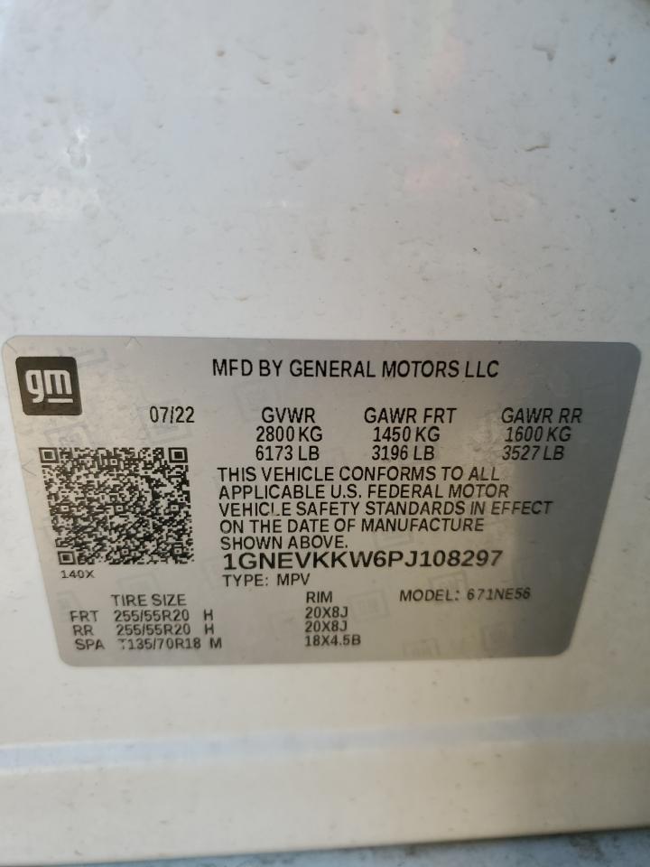 2023 CHEVROLET TRAVERSE PREMIER VIN:1GNEVKKW6PJ108297