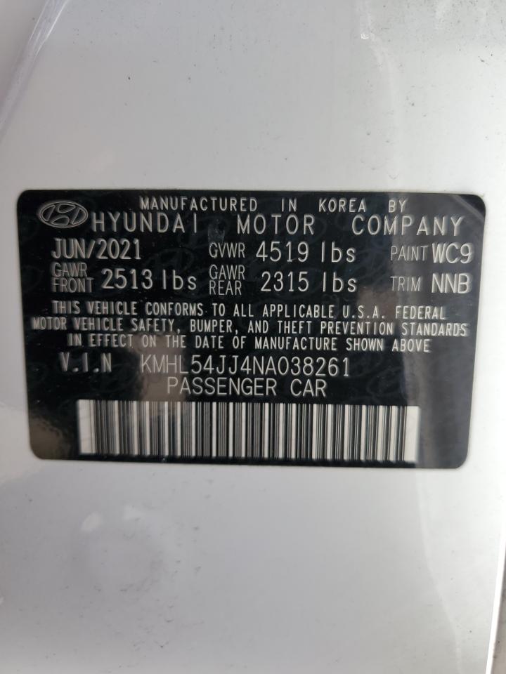 2022 HYUNDAI SONATA HYBRID VIN:KMHL54JJ4NA038261
