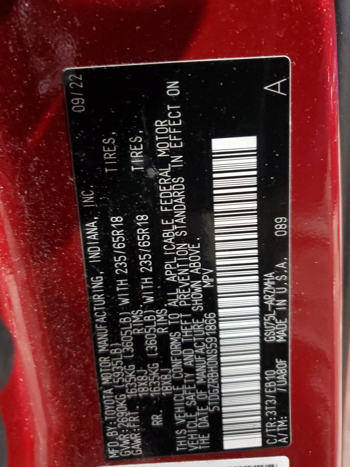 2022 TOYOTA HIGHLANDER XLE VIN:5TDGZRBH0NS591866