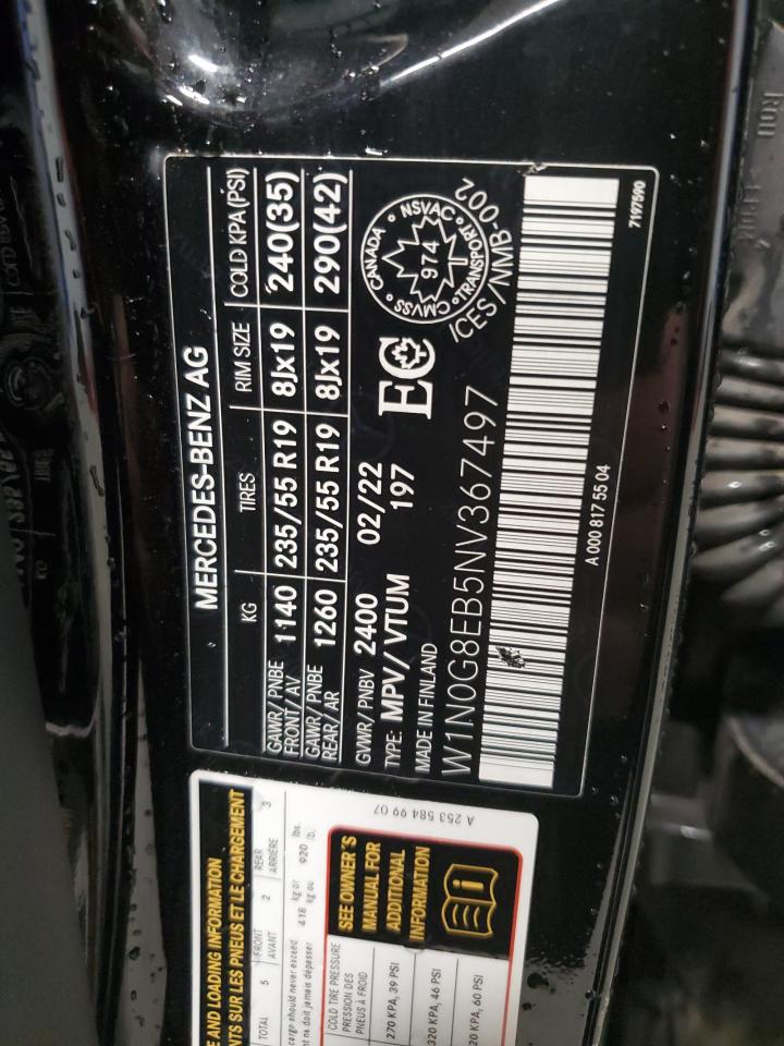 2022 MERCEDES-BENZ GLC 300 4MATIC VIN:W1N0G8EB5NV367497