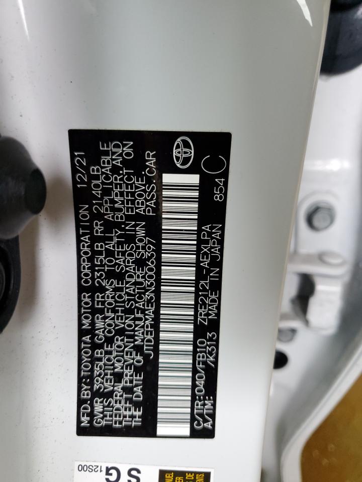 2022 TOYOTA COROLLA LE VIN:JTDEPMAE3N3006397