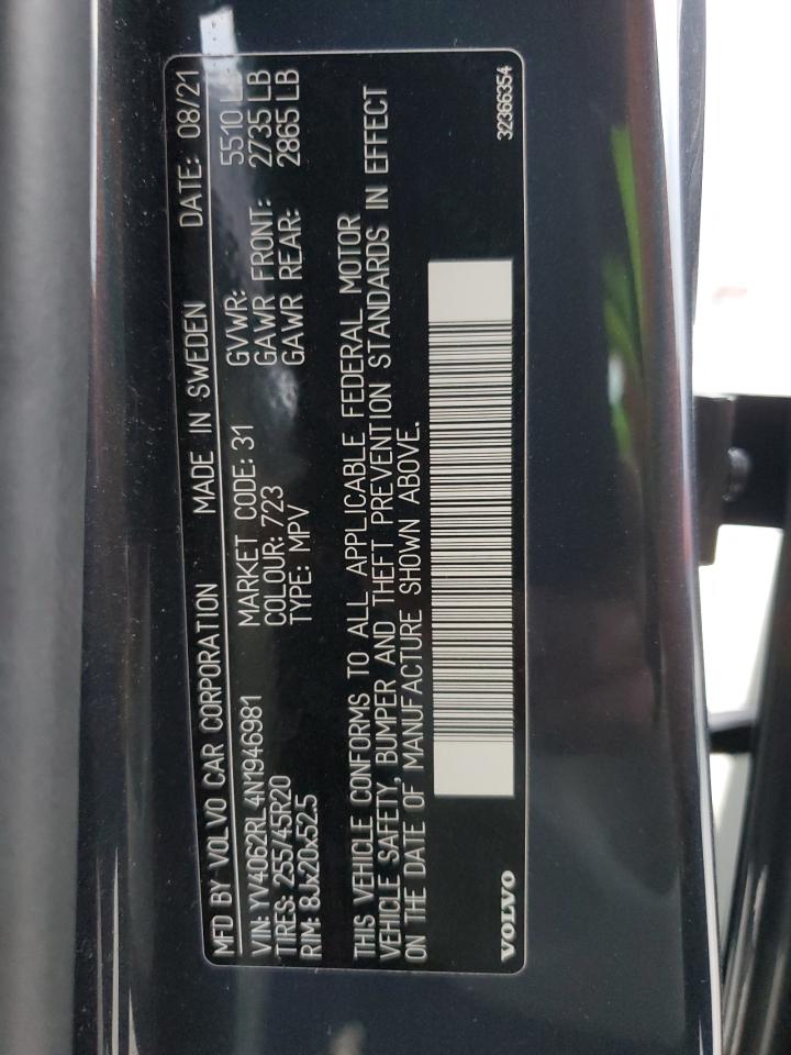 2022 VOLVO XC60 B6 INSCRIPTION VIN:YV4062RL4N1946981