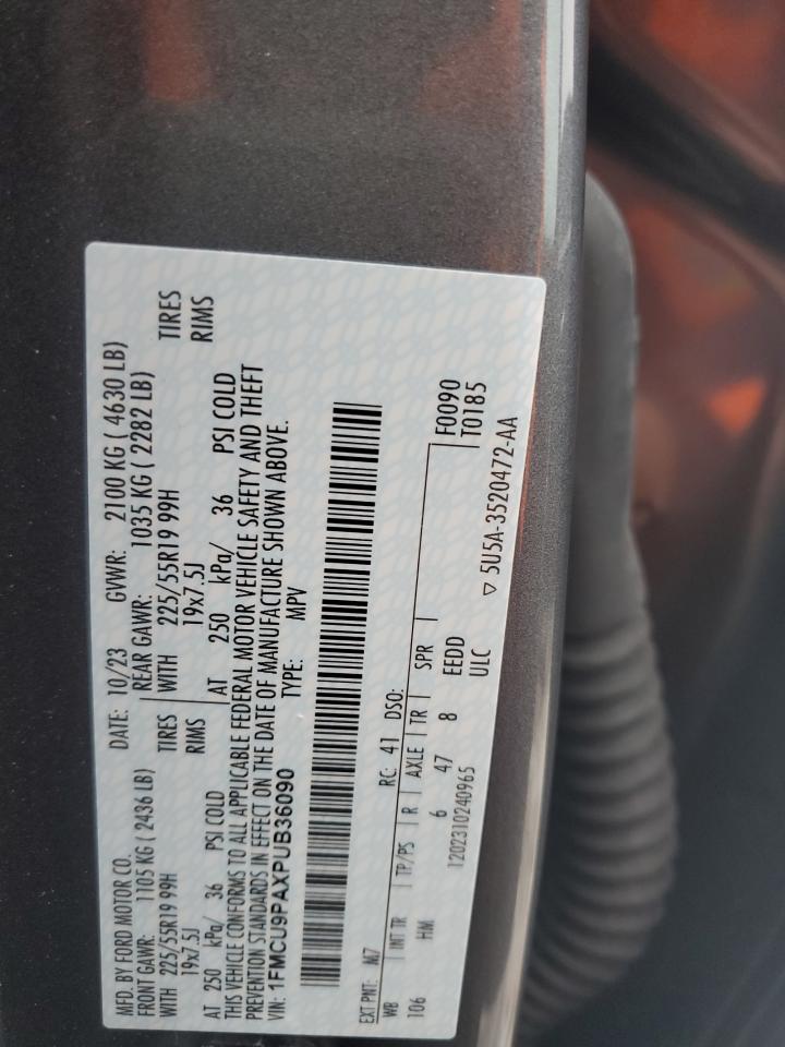 2023 FORD ESCAPE ST LINE ELITE VIN:1FMCU9PAXPUB36090