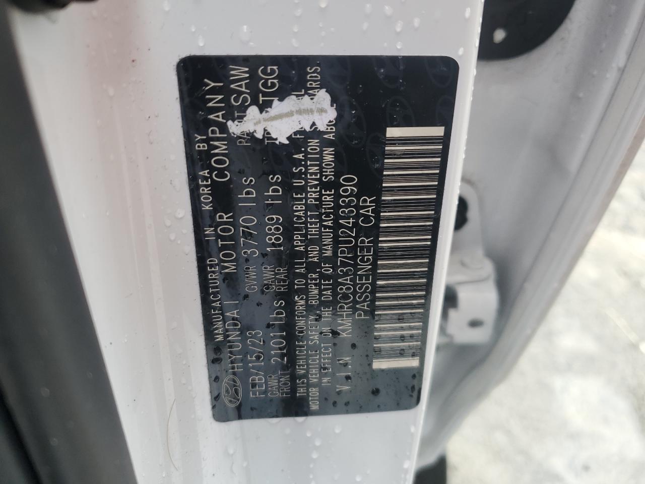 2023 HYUNDAI VENUE SEL VIN:KMHRC8A37PU243390