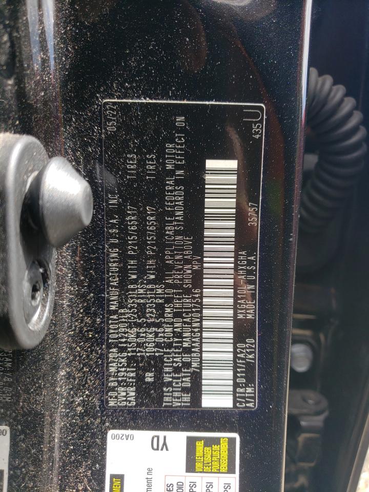 2022 TOYOTA COROLLA CROSS LE VIN:7MUBAAAG4NV017546