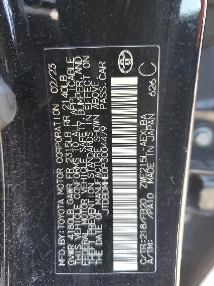 2023 TOYOTA COROLLA LE VIN:JTDBDMHE0P3004479