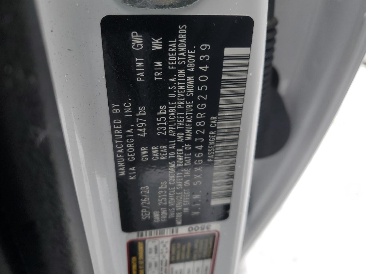 2024 KIA K5 GT LINE VIN:5XXG64J28RG250439