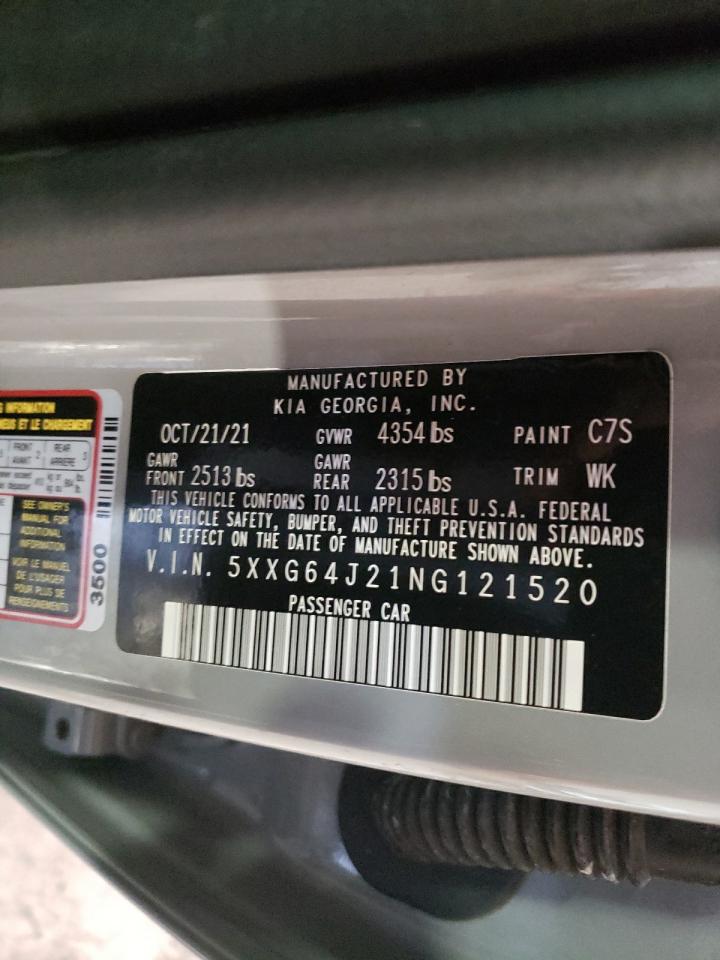 2022 KIA K5 GT LINE VIN:5XXG64J21NG121520