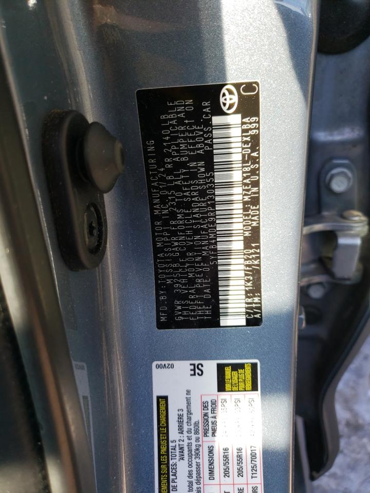 2024 TOYOTA COROLLA LE VIN:5YFB4MDE9RP130355