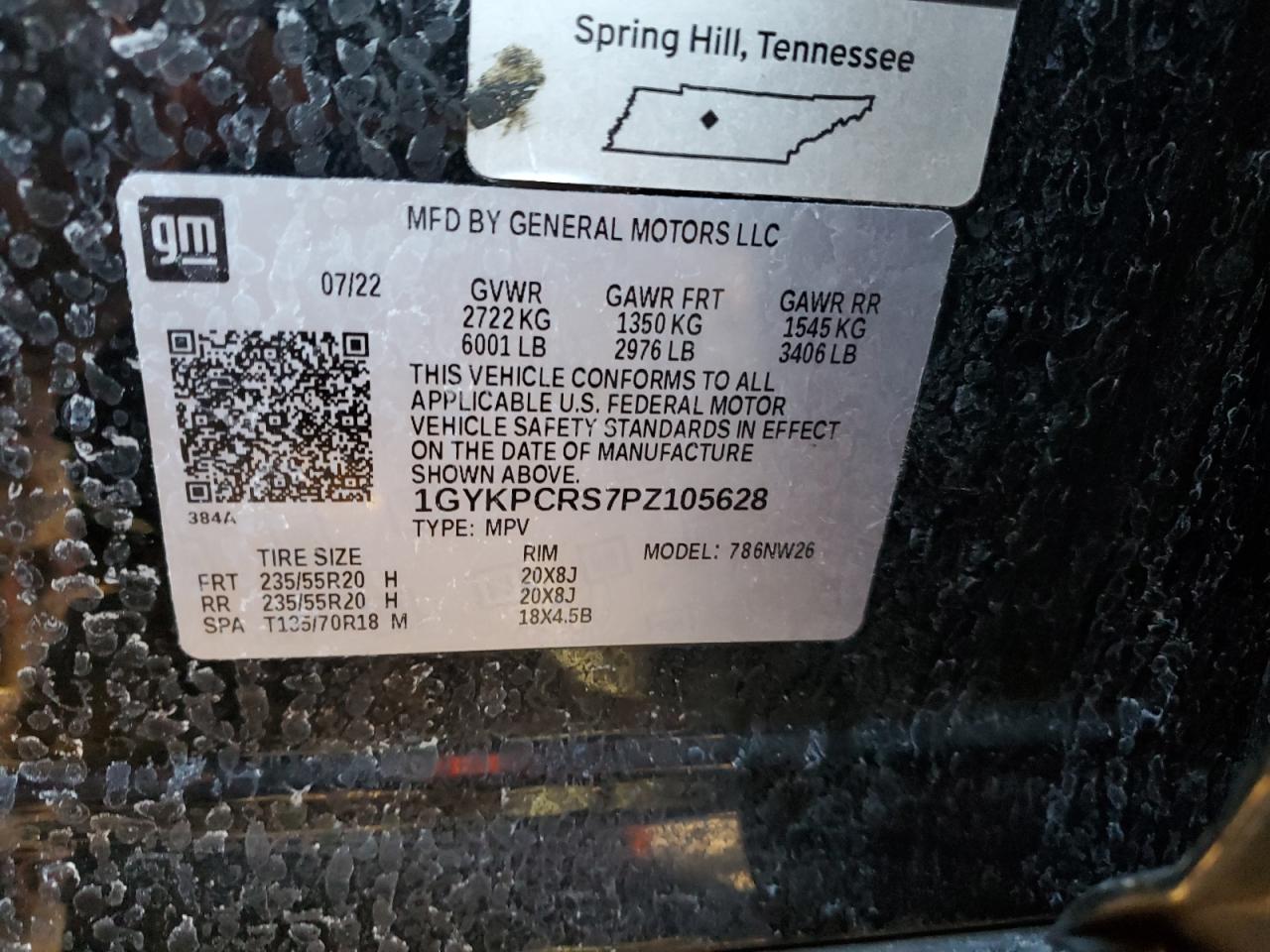 2023 CADILLAC XT6 PREMIUM LUXURY VIN:1GYKPCRS7PZ105628
