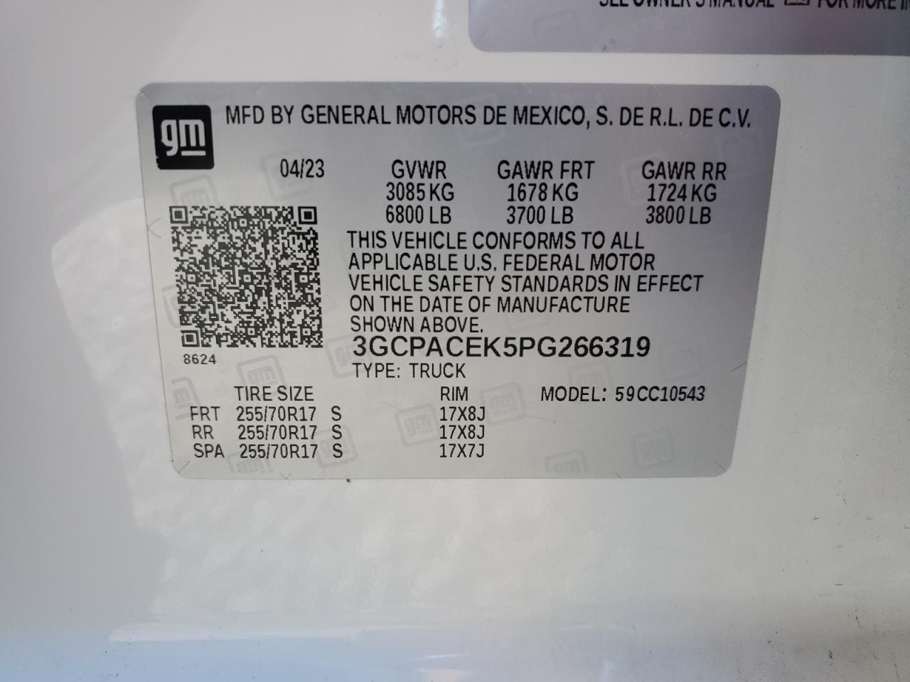 2023 CHEVROLET SILVERADO C1500 LT VIN:3GCPACEK5PG266319