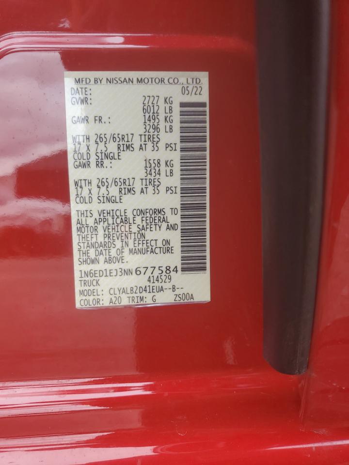 2022 NISSAN FRONTIER S VIN:1N6ED1EJ3NN677584