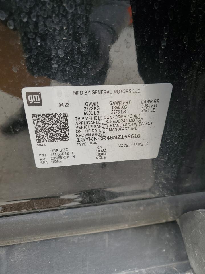 2022 CADILLAC XT5 PREMIUM LUXURY VIN:1GYKNCR46NZ158616