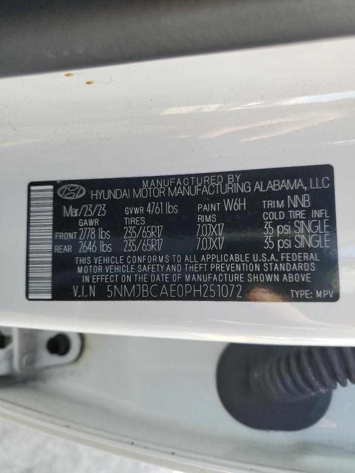 2023 HYUNDAI TUCSON SEL VIN:5NMJBCAE0PH251072