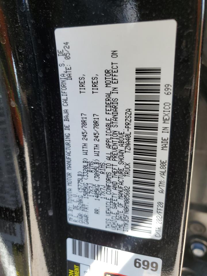 2024 TOYOTA TACOMA DOUBLE CAB VIN:3TMKB5FN0RM005602