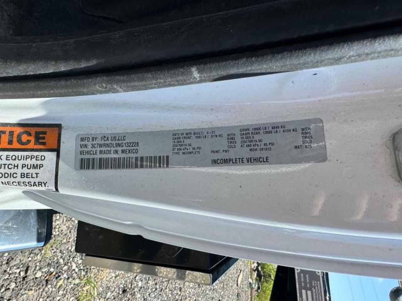 2022 RAM 5500 VIN:3C7WRNDL9NG132228